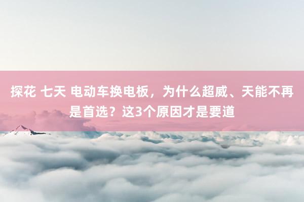 探花 七天 电动车换电板，为什么超威、天能不再是首选？这3个原因才是要道