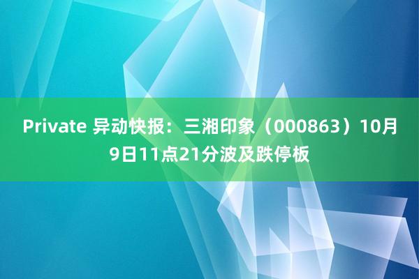 Private 异动快报：三湘印象（000863）10月9日11点21分波及跌停板