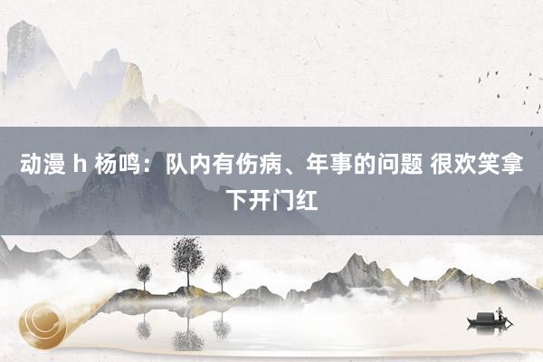 动漫 h 杨鸣：队内有伤病、年事的问题 很欢笑拿下开门红