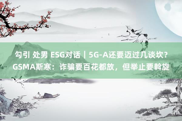 勾引 处男 ESG对话｜5G-A还要迈过几谈坎？GSMA斯寒：诈骗要百花都放，但举止要斡旋