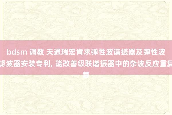 bdsm 调教 天通瑞宏肯求弹性波谐振器及弹性波滤波器安装专利， 能改善级联谐振器中的杂波反应重复