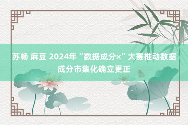 苏畅 麻豆 2024年“数据成分×”大赛推动数据成分市集化确立更正