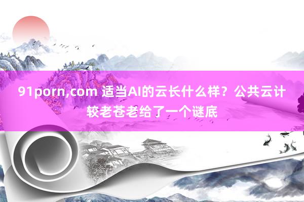 91porn，com 适当AI的云长什么样？公共云计较老苍老给了一个谜底