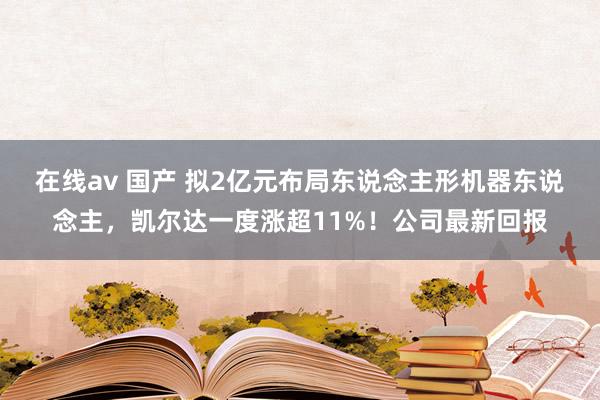 在线av 国产 拟2亿元布局东说念主形机器东说念主，凯尔达一度涨超11%！公司最新回报