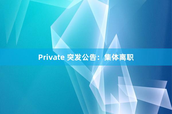 Private 突发公告：集体离职