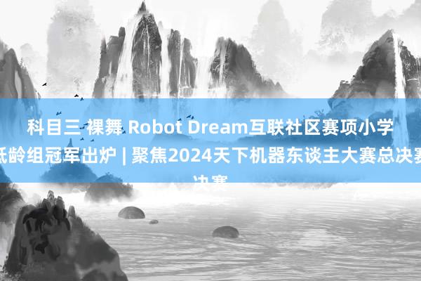 科目三 裸舞 Robot Dream互联社区赛项小学低龄组冠军出炉 | 聚焦2024天下机器东谈主大赛总决赛